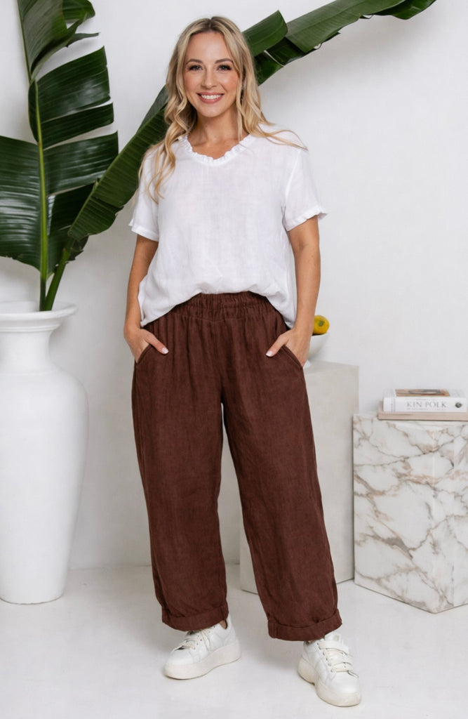 Nati Linen Pants - Chocolate