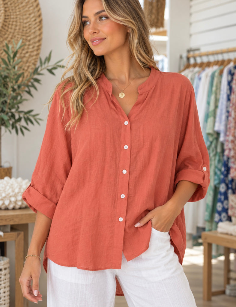 Bella Shirt By Maglia - Rust