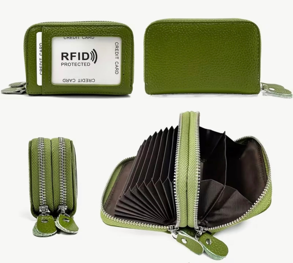 Credit Card Wallet With Small Coin Purse - Green