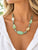 Resin Beads Hand Knotted Wax Cord Necklace - Green Tonal/Matt Silver