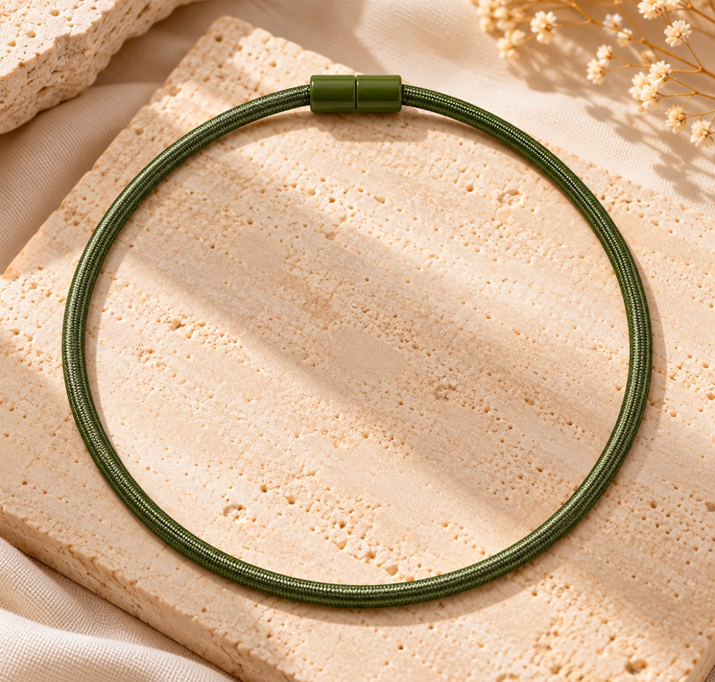 Zsiska Bliss Magnetic Closure Cord Necklace -  Olive