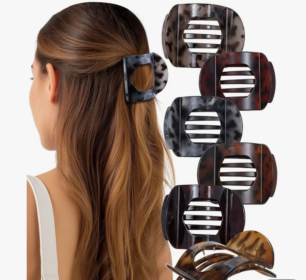 Flat Style Flat Hair Clip - Wine Leopard