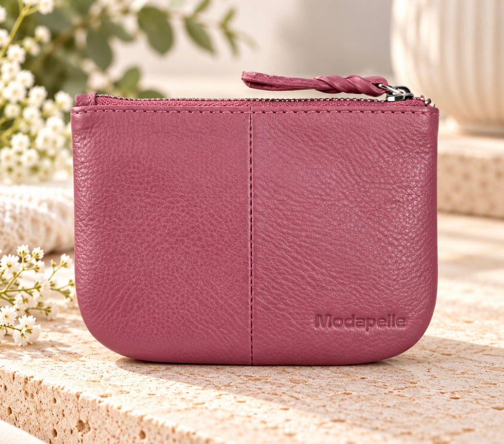 Cow Leather Coin Wallet By Modapelle - Pink