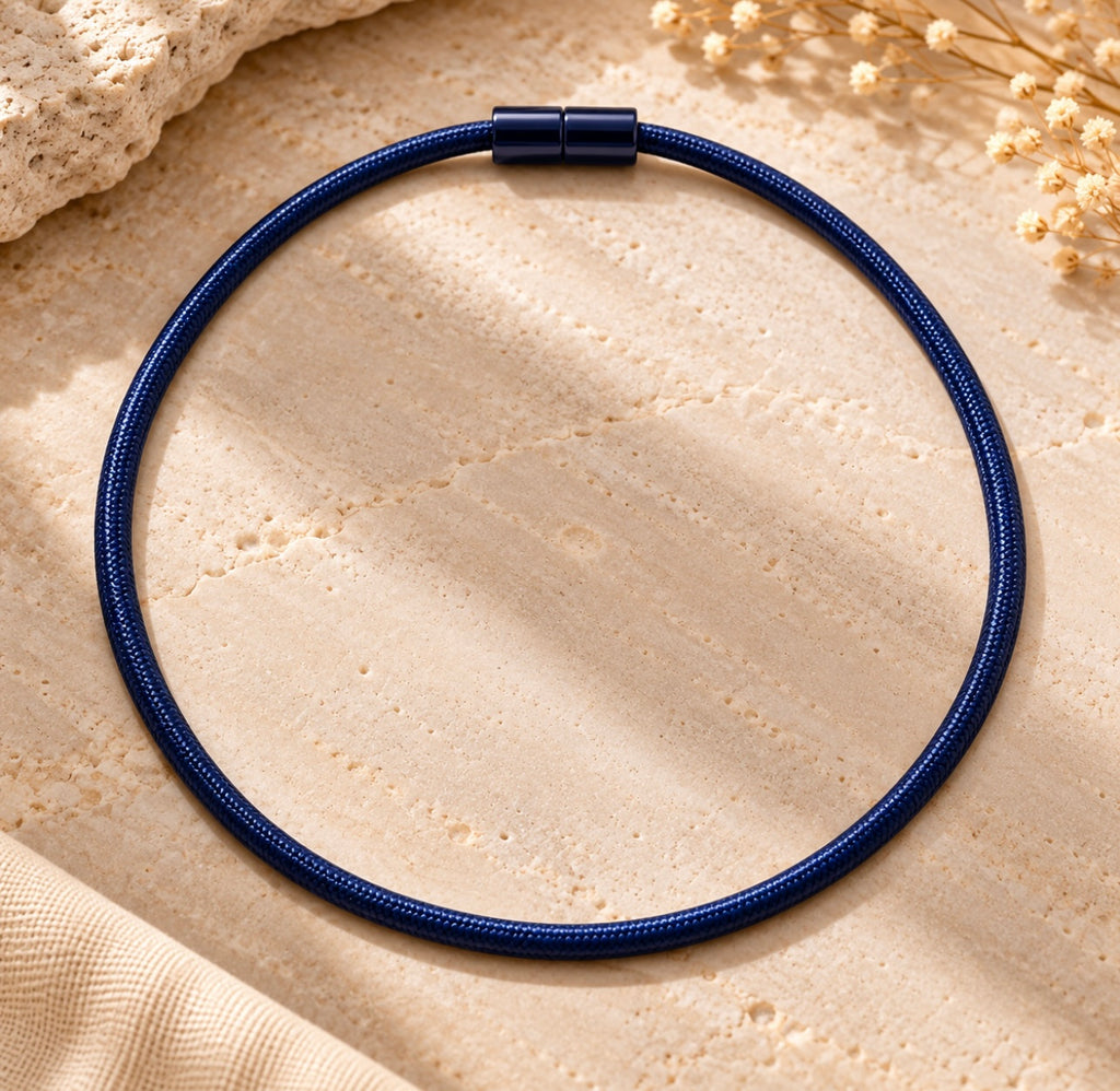 Zsiska Bliss Magnetic Closure Cord Necklace -  Navy