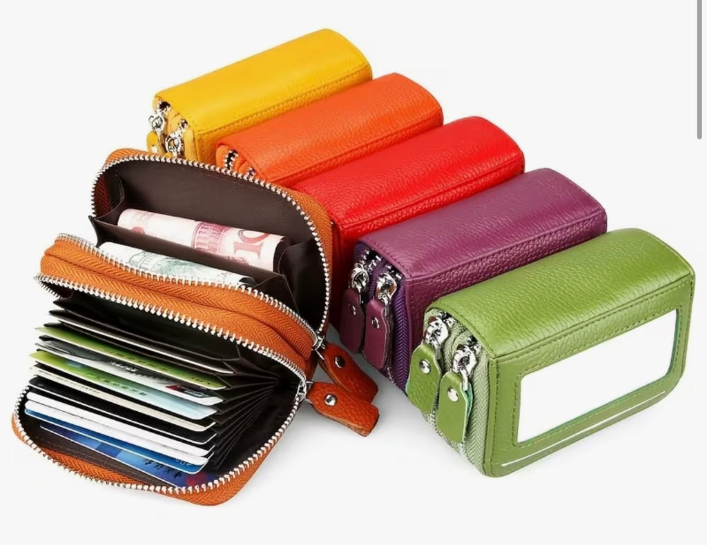Credit Card Wallet With Small Coin Purse - Red