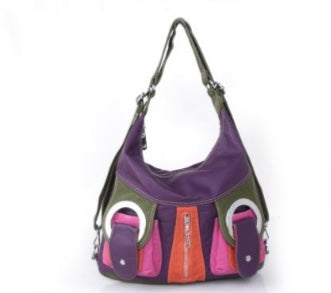 The 3 Way Handbag - Green/Purple