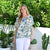 Floral Boxy Linen Top - Green
