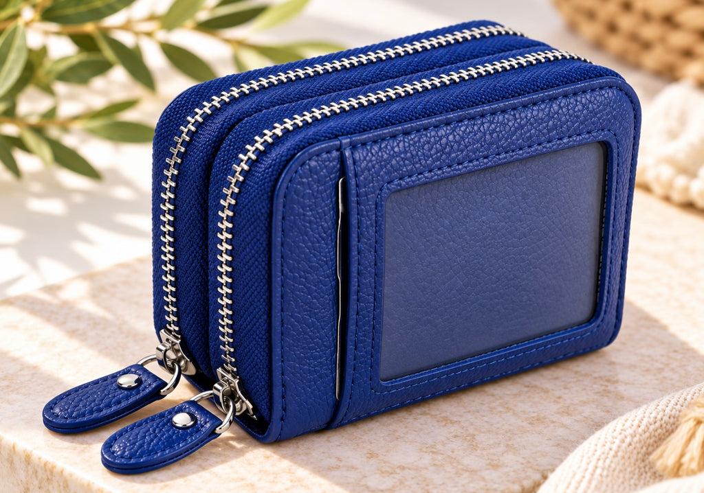 Credit Card Wallet With Small Coin Purse - Cobalt