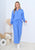 Drawstring Waist Wide Leg Plain Pant - Cobalt