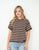 Cotton Stripe Knit Top - Brown/Blue