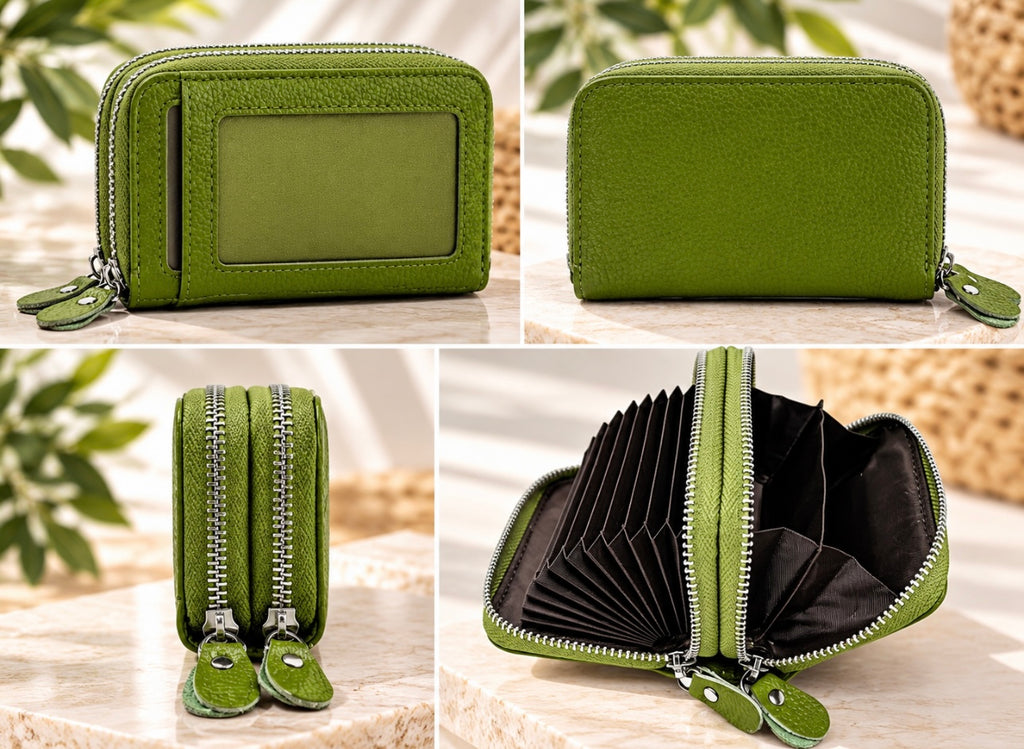 Credit Card Wallet With Small Coin Purse - Green