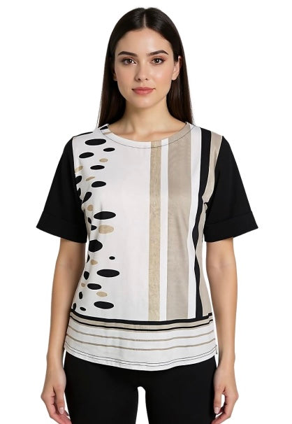 Black Spot Stripe Tee By Cafe Latte