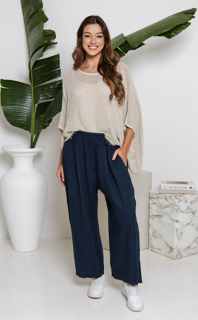 Nati Linen Pants - Navy