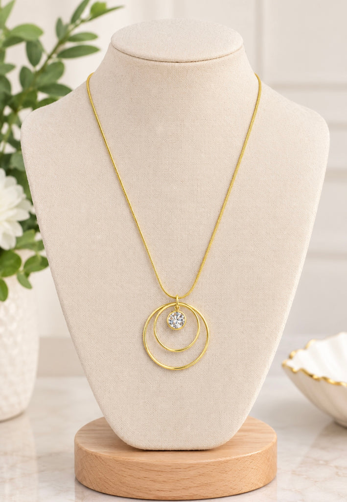 Graduated Circles With Swarovski Crystal Necklace - Gold/Crystal