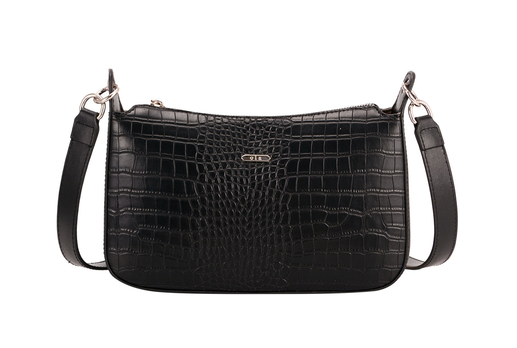 Small Crossbody Vegan Leather Bag - Black
