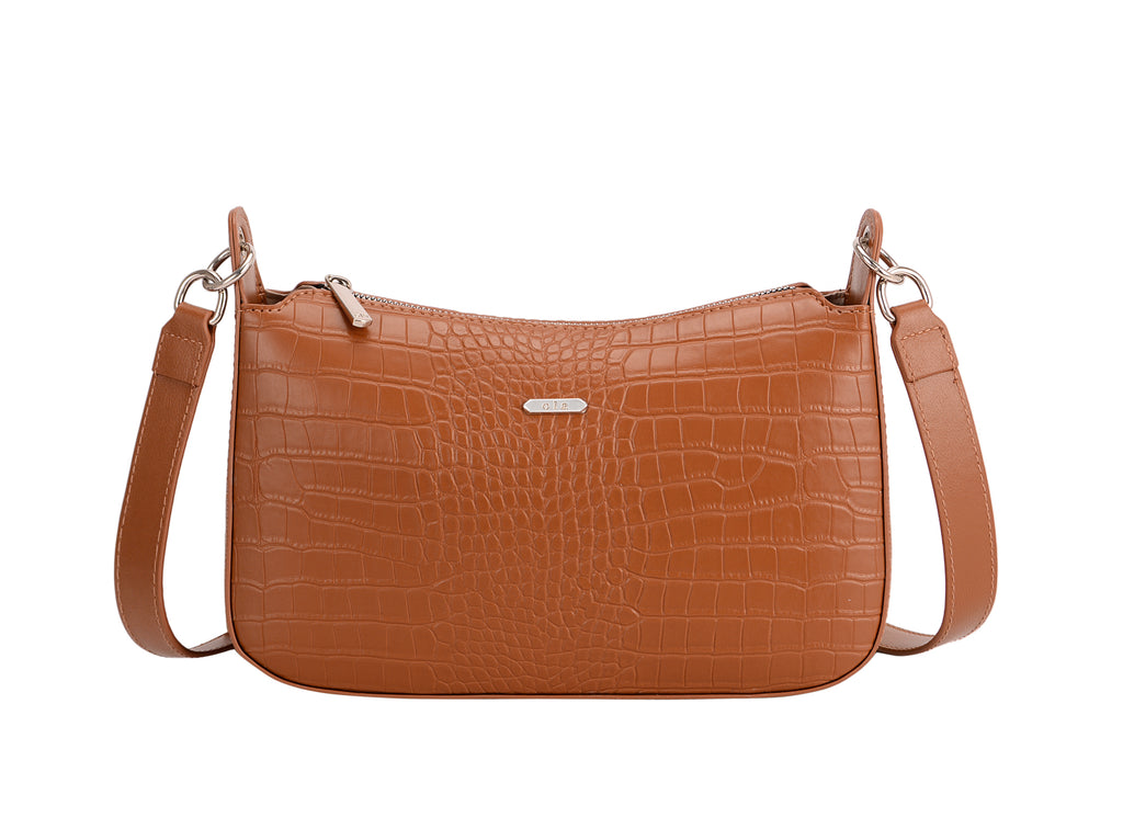 Small Crossbody Vegan Leather Bag - Brown