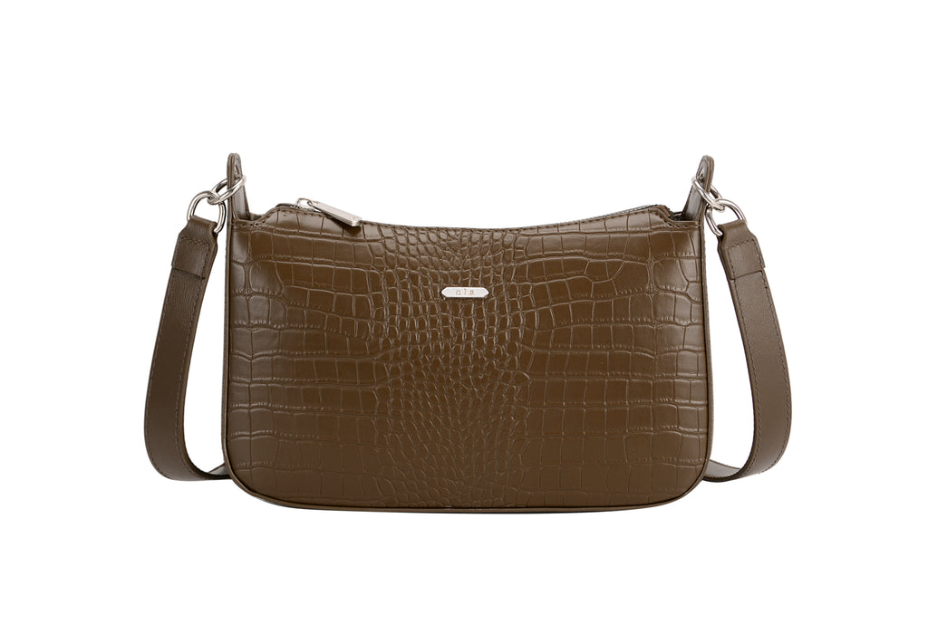 Small Crossbody Vegan Leather Bag - Khaki