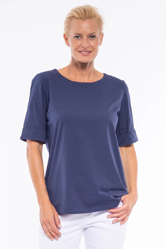 Tee With Hem Cuffs - Navy