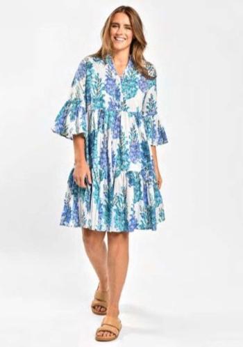 Tiered Dress By Saint Lori - Aqua Orchid