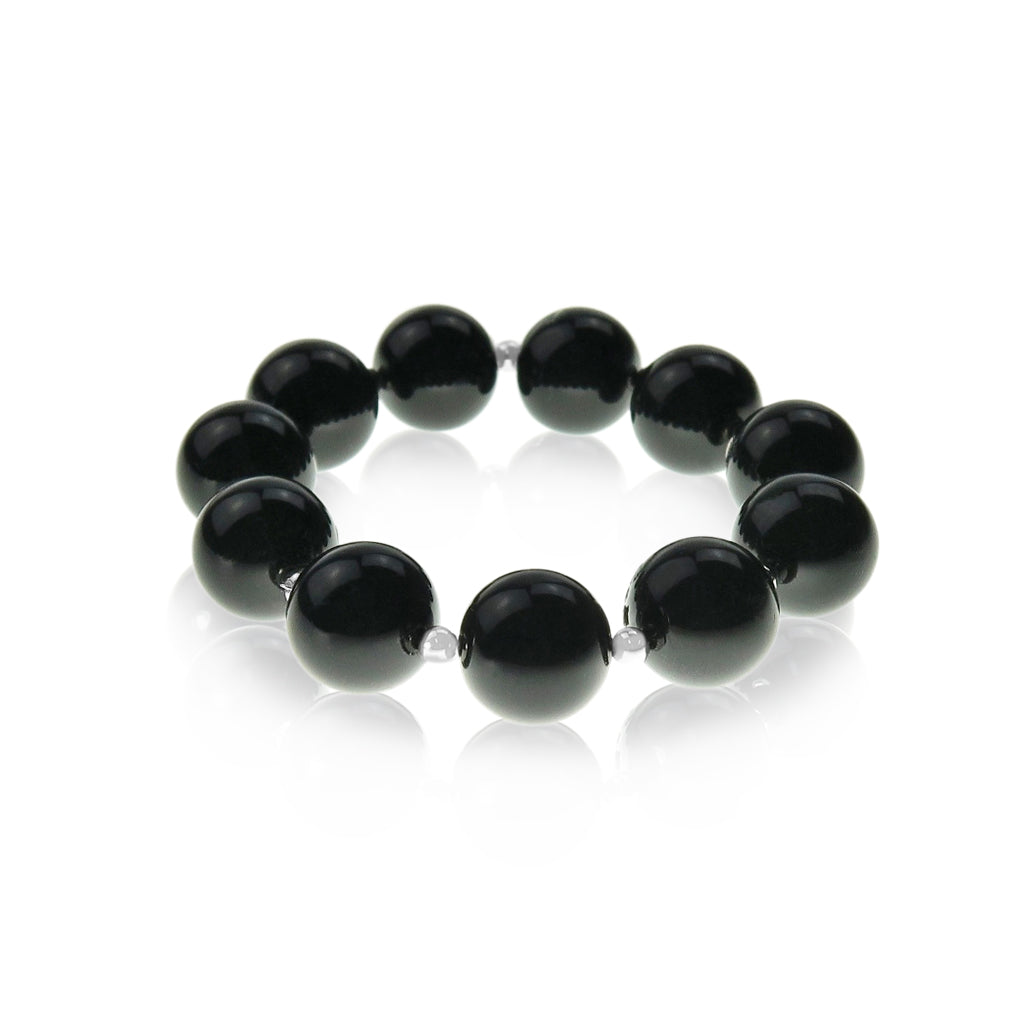 Stretch Bracelet - Rhodium/Black Enamel
