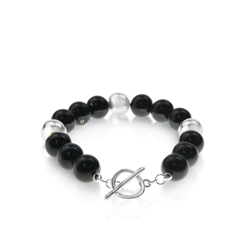 Strtetch Fob Bracelet - Rhodium/Black