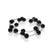 Stretch Bracelet/Set Of 3 - Rhodium/Black Enamel