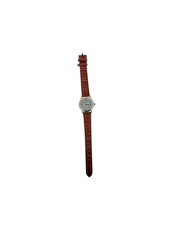 Traditional Basic Strap Band Watch Small - Silver / White / Tan