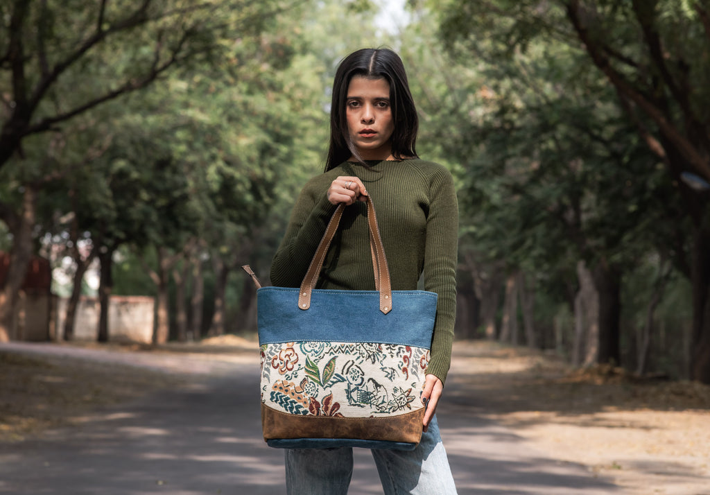 Upcycled Canvas & Leather Women's Dedo Tote Bag