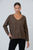 V Neck Drop Shoulder Knit By Namastai - Chocolate