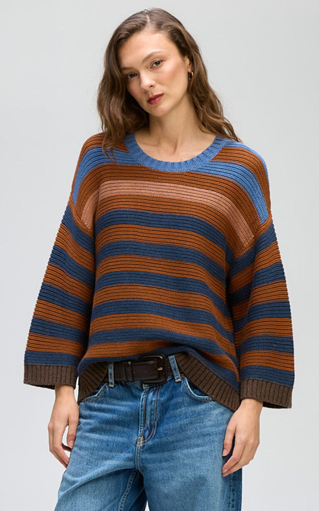 Chunky Stripe Crew By LD&Co - Nutmeg