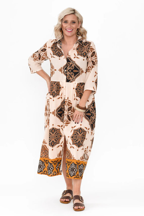 Collared Shirt Dress By Portobello - Print