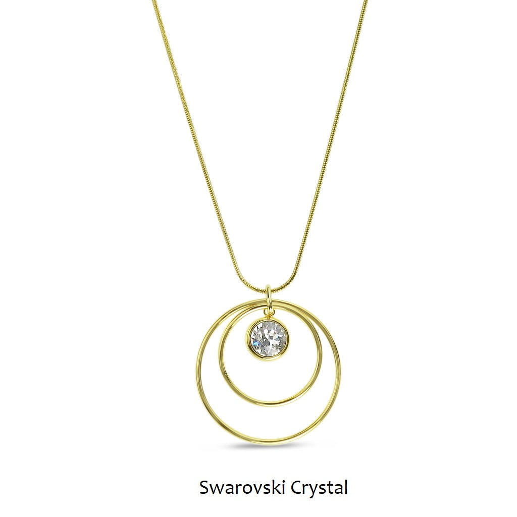 Graduated Circles With Swarovski Crystal Necklace - Gold/Crystal