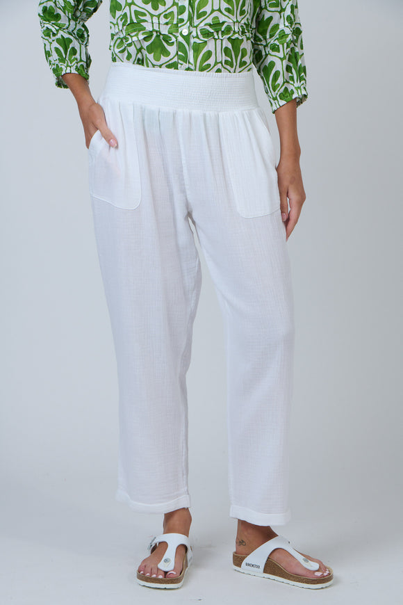 Waffle Cotton Pant By Namastai - White