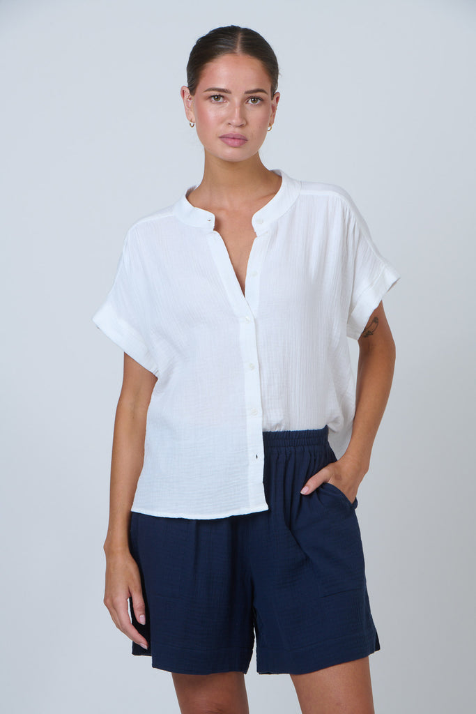 Waffle Cotton Top By Namastai - White