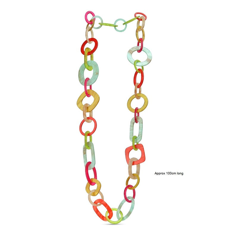 Resin Linked Chain Necklace - Spring Multi