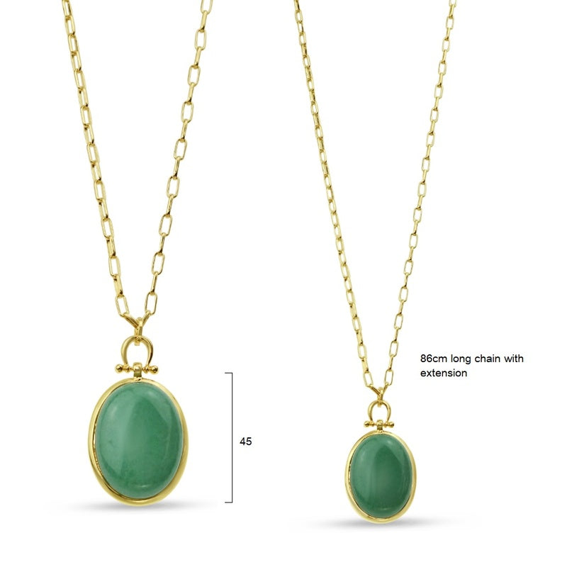Green Aventurine Pendant - Gold Plated
