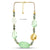 Resin Beads Hand Knotted Wax Cord Necklace - Green Tonal/Matt Silver