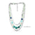 3 Rows Glass Beads & Linked Chains Necklace - Silver/Blue Tone