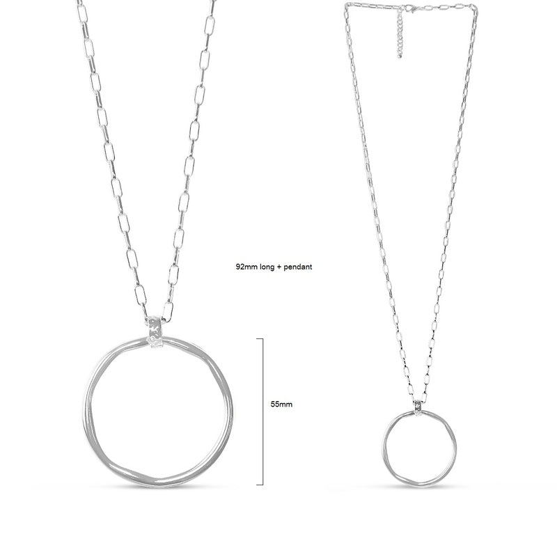 Circle Pendant Necklace - Silver