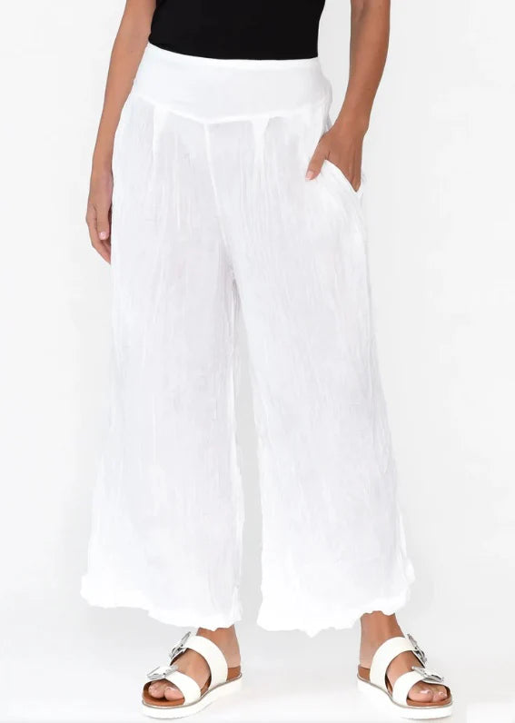 Crinkle Cotton Pant By Namastai - White