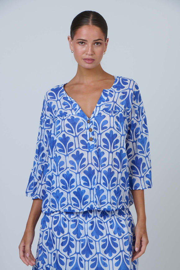 Crinkle Cotton Top By Namastai - Cycladic Oak