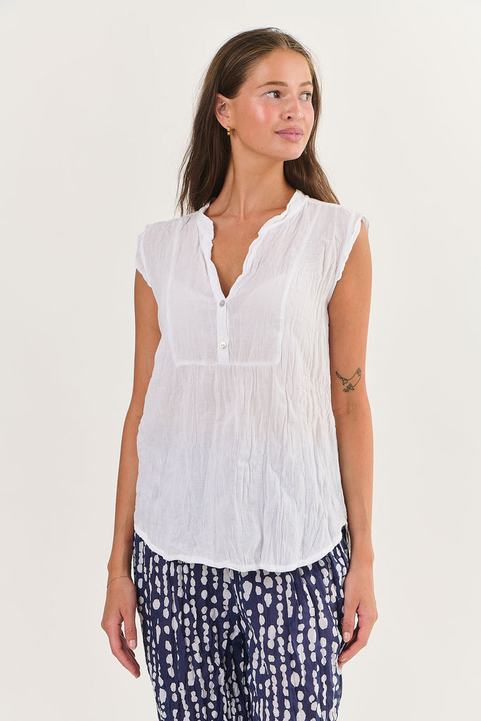 Sleeveless Cotton Top By Namastai - White