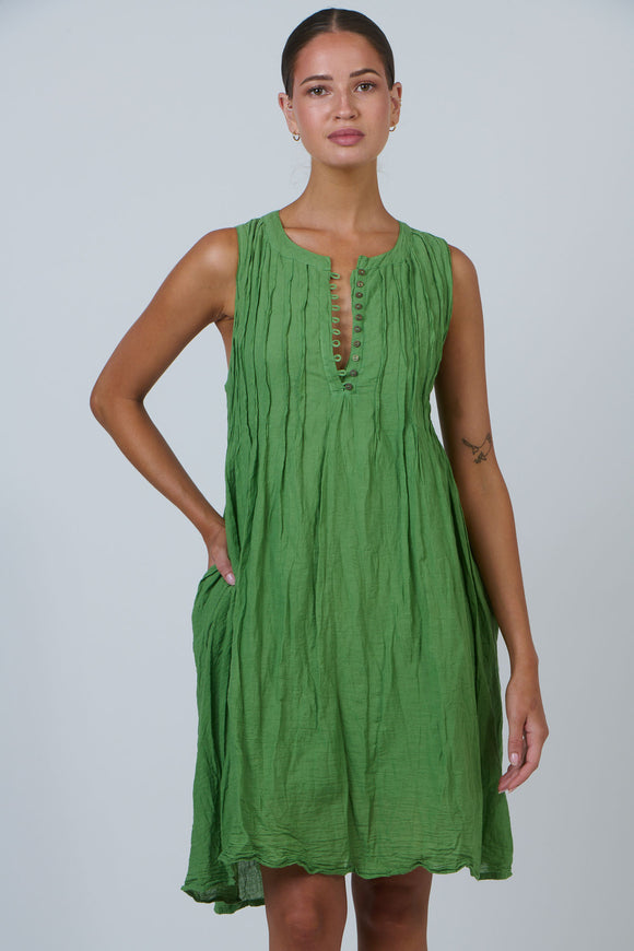 Sleeveless Crinkle Cotton Dress By Namastai -Meadow