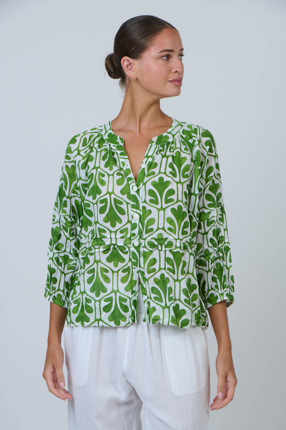 Button Front Crinkle Cotton Top By Namastai - Oak Meadow