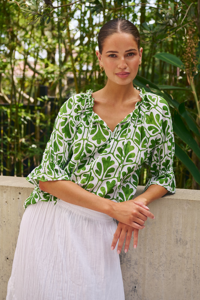 Tie Front Crinkle Cotton Top By Namastai - Oak Meadow
