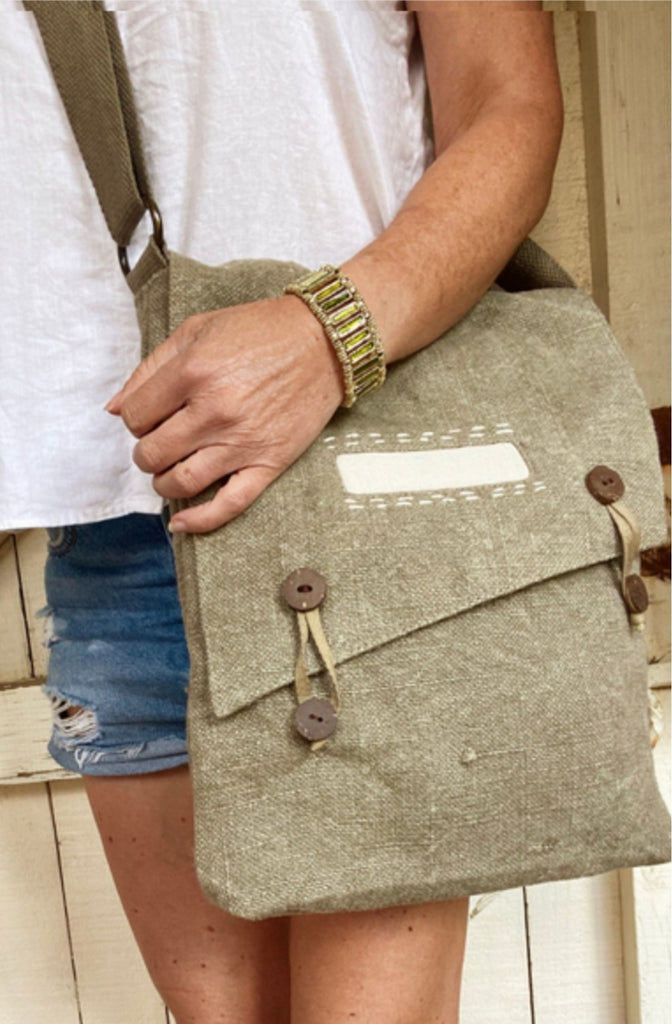 Close To You Jute Crossbody Satchel - Khaki