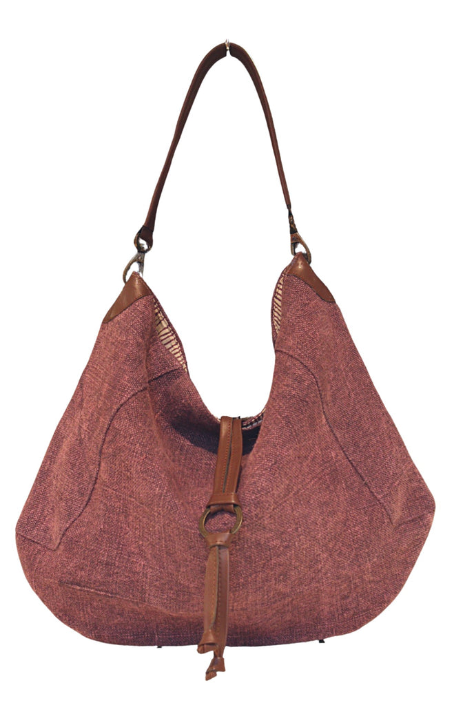 Urban Voyager Jute Shoulder Bag - Aubergine