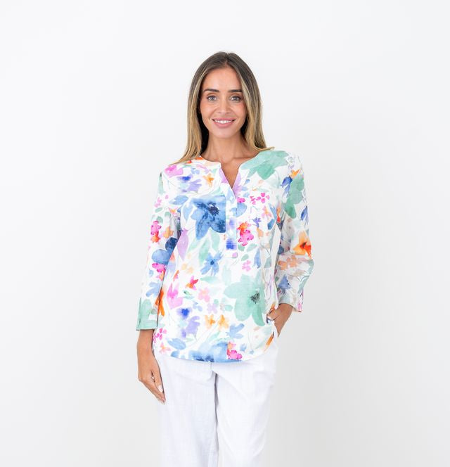 Juliet 3/4 Sleeve Shirt By Renoma - Multi