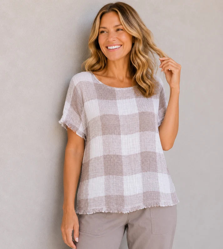 Lauren Linen Top By Maglia - Latte