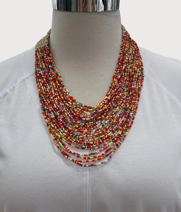 Namastai Multi Strand & Crochet Necklace - Multicolour